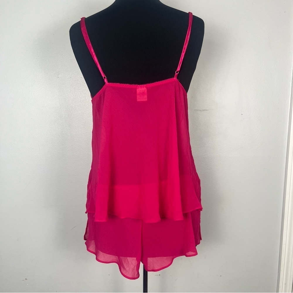 Y2K hot pink sheer two piece nightie set by Cabernet size x-large - Picture 4 of 8